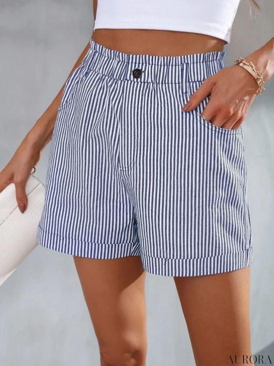 TILLFÄLLIGT 50% RABATT | Tanya™ - Lösa, avslappnade randiga shorts - Aurora Stockholm