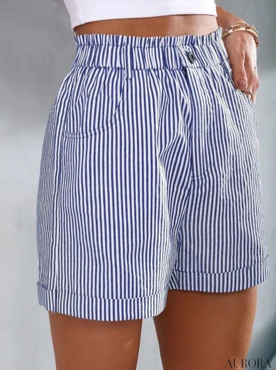 TILLFÄLLIGT 50% RABATT | Tanya™ - Lösa, avslappnade randiga shorts - Aurora Stockholm