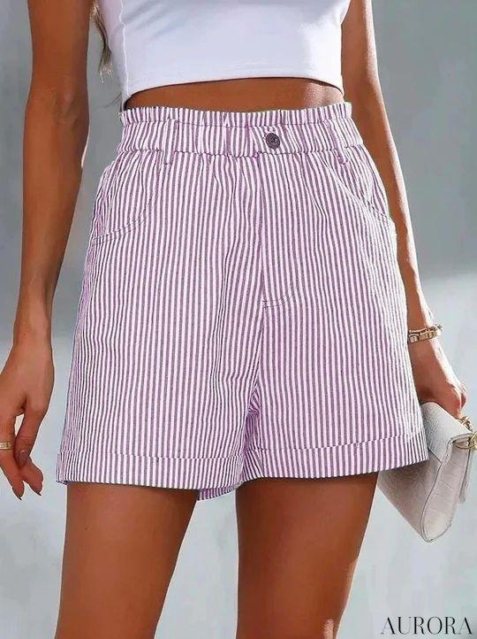 TILLFÄLLIGT 50% RABATT | Tanya™ - Lösa, avslappnade randiga shorts - Aurora Stockholm