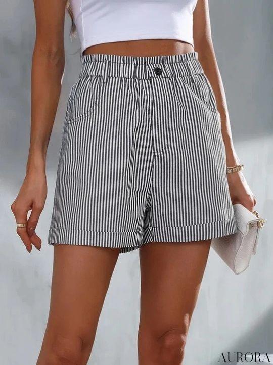 TILLFÄLLIGT 50% RABATT | Tanya™ - Lösa, avslappnade randiga shorts - Aurora Stockholm