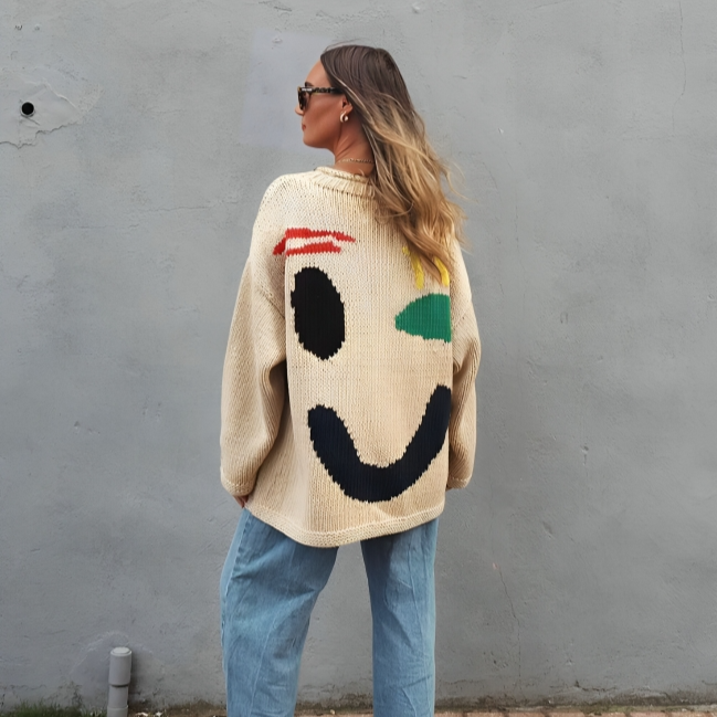 CozyJoy⹠| Gladlynt smiley överdimensionerad tröja