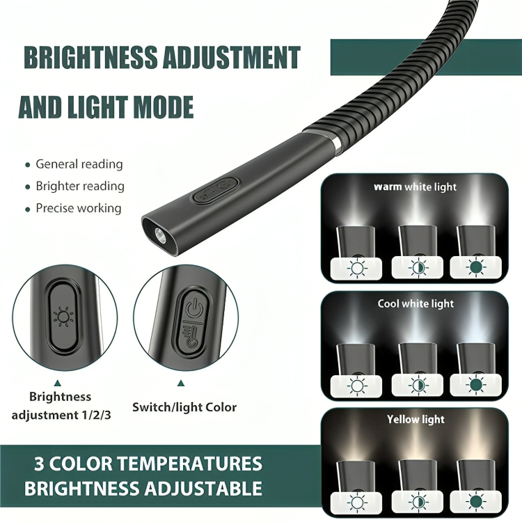 FlexiBeamâą | Flexibel handsfree LED-halslampa LĂ€slampa