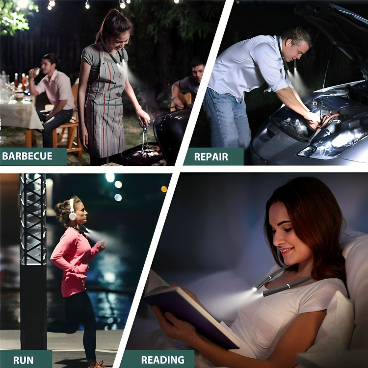 FlexiBeamâą | Flexibel handsfree LED-halslampa LĂ€slampa
