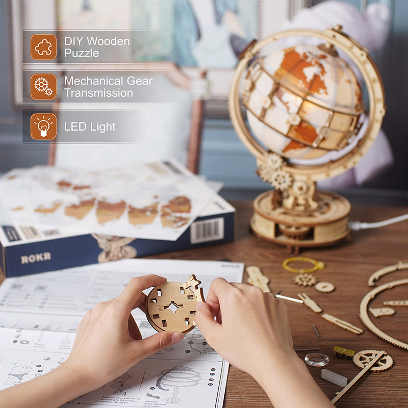 TILLFĂLLIGT 50% RABATT | IllumiGlobeâą | Glödande 3D-glob pussel lampa