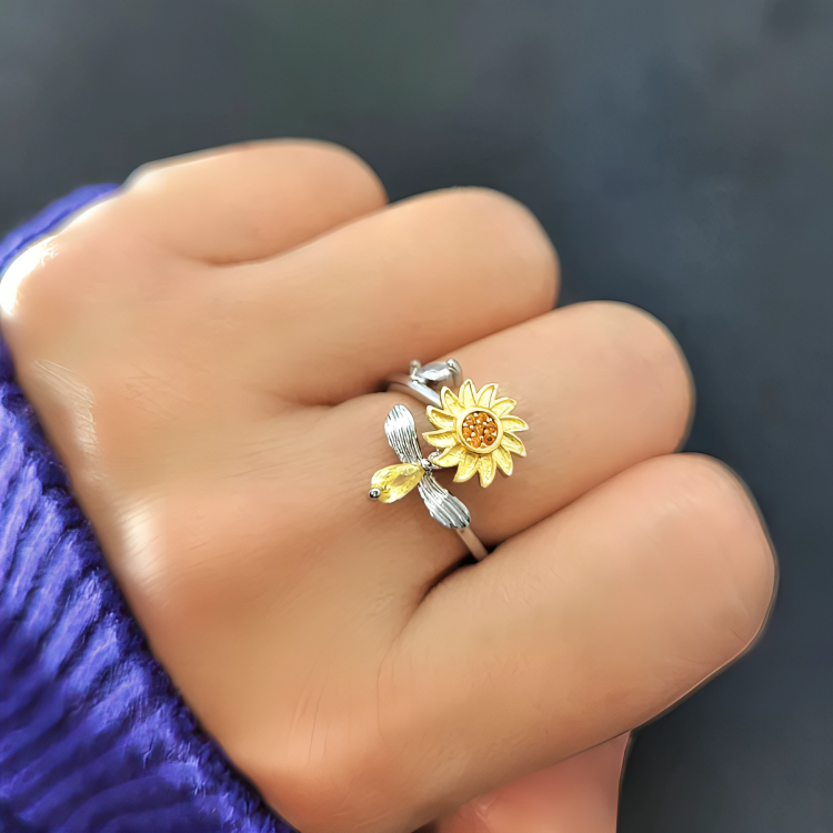 CalmingBloom⹠| Solros roterande anti-Ängest ring