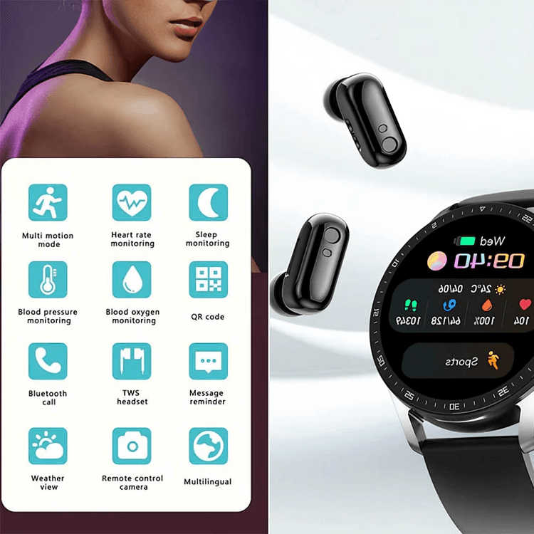 TILLFĂLLIGT 50% RABATT | WatchBeatsâą | Smartwatch med Hörlurar - Aurora Stockholm