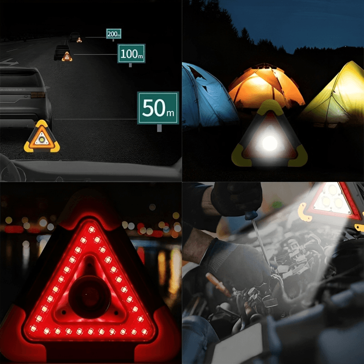 TILLFĂLLIGT 50% RABATT | RoadSafeâą | Solcellsdriven triangulĂ€r nödsignallampa - Aurora Stockholm