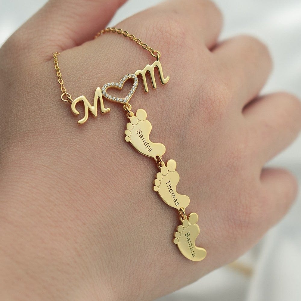 TILLFĂLLIGT 50% RABATT | LittleStepsâą | Personligt baby fot namn halsband