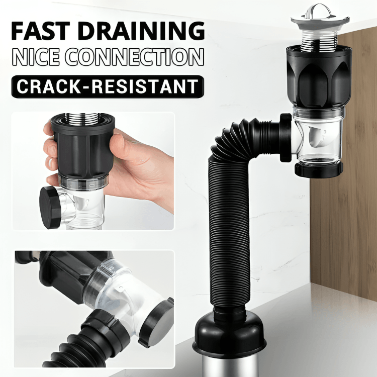 TILLFĂLLIGT 50% RABATT | DrainProâą | Luktfritt teleskopiskt avloppsrör - Aurora Stockholm