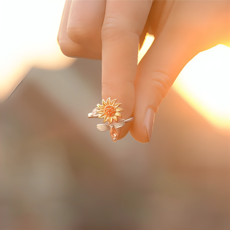 CalmingBloom⹠| Solros roterande anti-Ängest ring