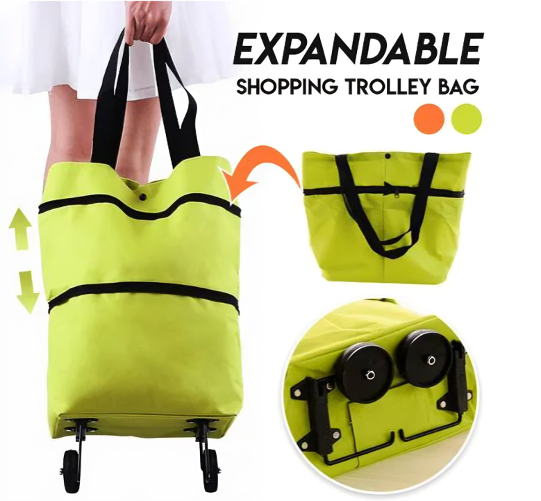 TrolleyTote⹠| Vikbar shoppingvÀska med hjul