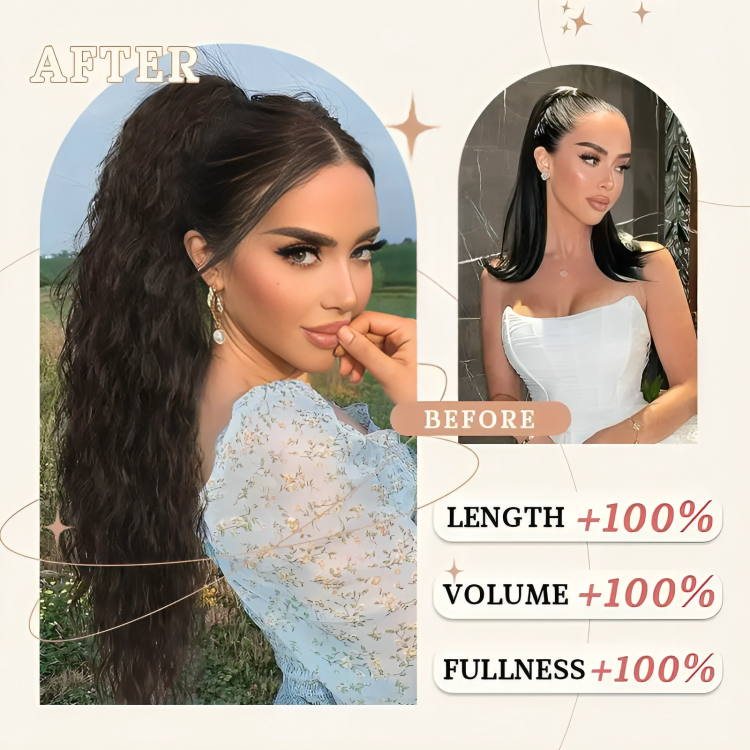 TILLFĂLLIGT 50% RABATT | ClipCurlsâą | Lockig hĂ„rförlĂ€ngning med hĂ€stsvans