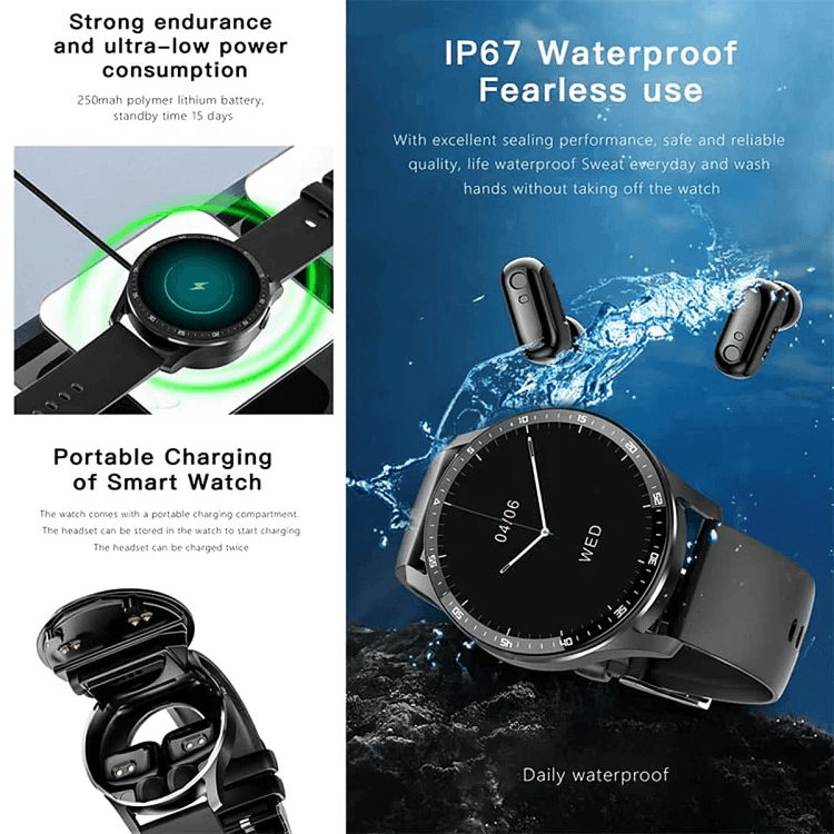 TILLFĂLLIGT 50% RABATT | WatchBeatsâą | Smartwatch med Hörlurar - Aurora Stockholm