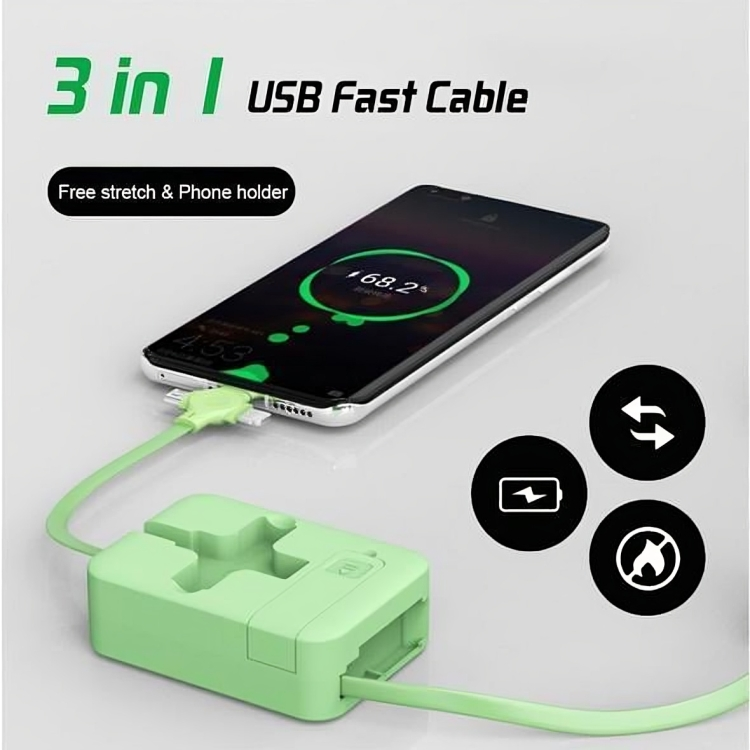 ChargeHubâą | 3-i-1 USB-snabbladdningskabel