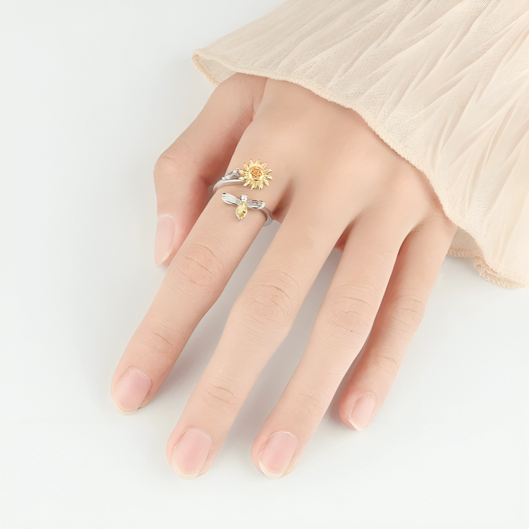 CalmingBloom⹠| Solros roterande anti-Ängest ring