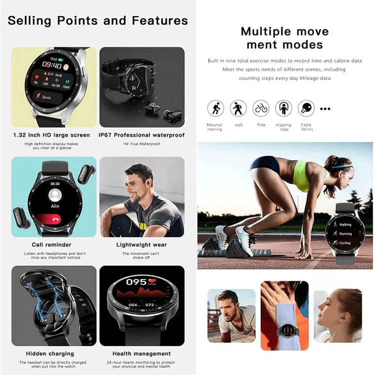 TILLFĂLLIGT 50% RABATT | WatchBeatsâą | Smartwatch med Hörlurar - Aurora Stockholm