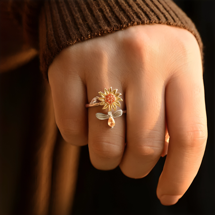 CalmingBloom⹠| Solros roterande anti-Ängest ring