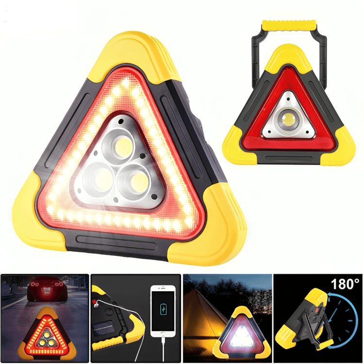 TILLFĂLLIGT 50% RABATT | RoadSafeâą | Solcellsdriven triangulĂ€r nödsignallampa - Aurora Stockholm