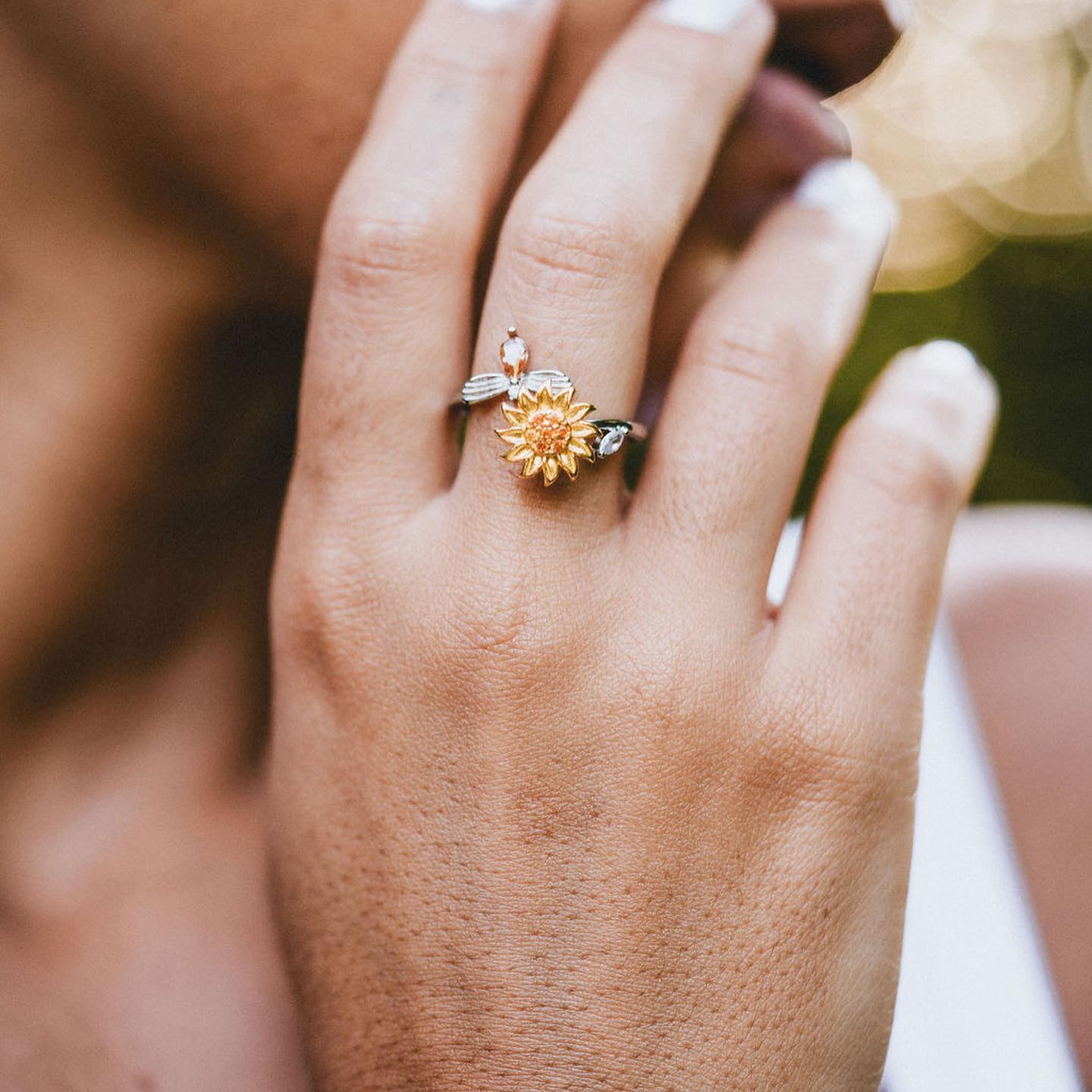CalmingBloom⹠| Solros roterande anti-Ängest ring