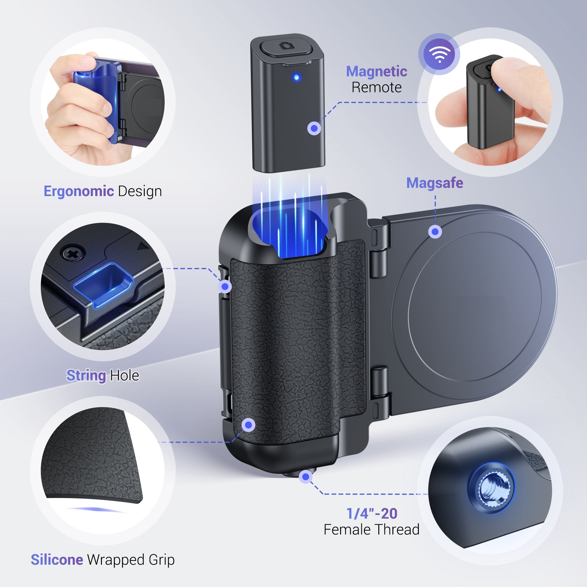 TILLFĂLLIGT 50% RABATT | GripShotâą | Magnetiskt telefongrepp Kamera