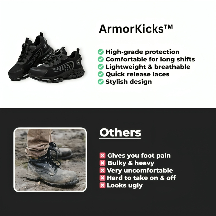 TILLFÄLLIGT 50% RABATT | ArmorKicks™ | Tuff på jobbet, skonsam mot dina fötter!