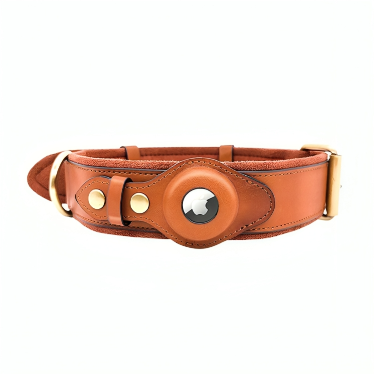 TrackTails™ | Hundhalsband av läder med AirTag-ficka
