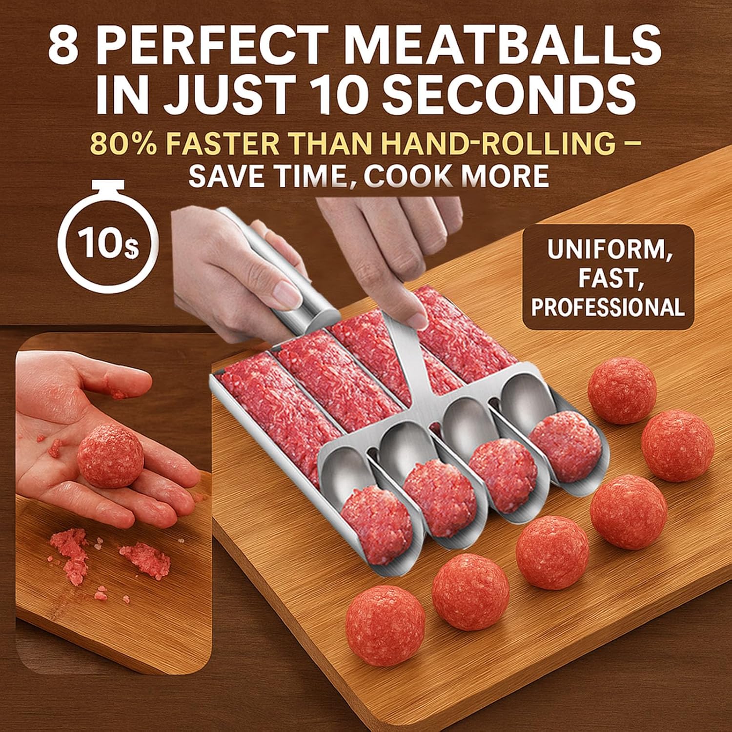 TILLFÄLLIGT 50% RABATT | MeatMold™ | Skapa enhetliga portioner av köttbullar på några sekunder!