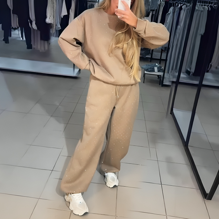 TILLFÄLLIGT 50% RABATT | Arabella™ | Glamorös träningsoverall för kvinnor med strassnitar