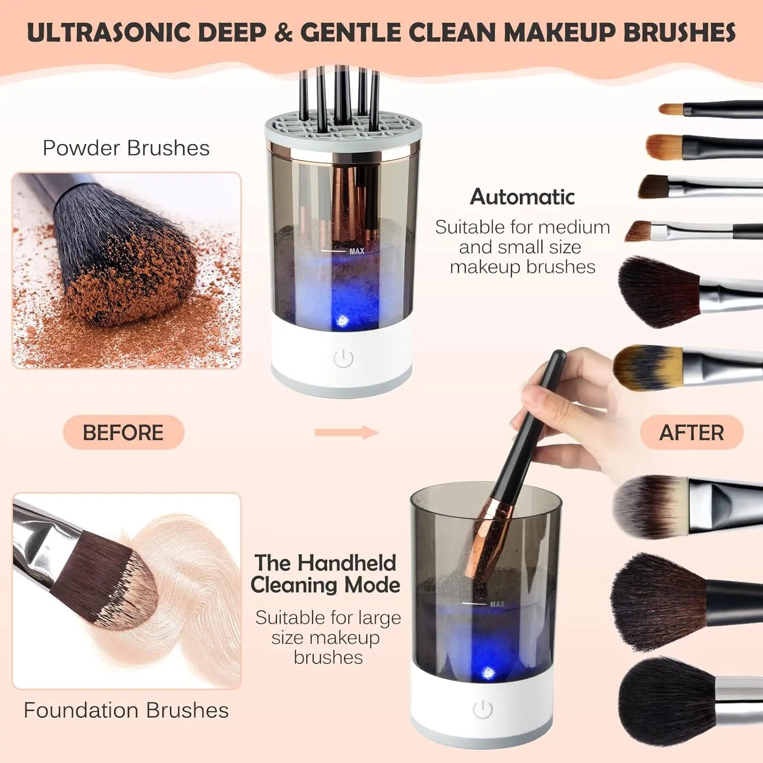 BrushGlam™ | Automatisk rengörare för sminkborstar