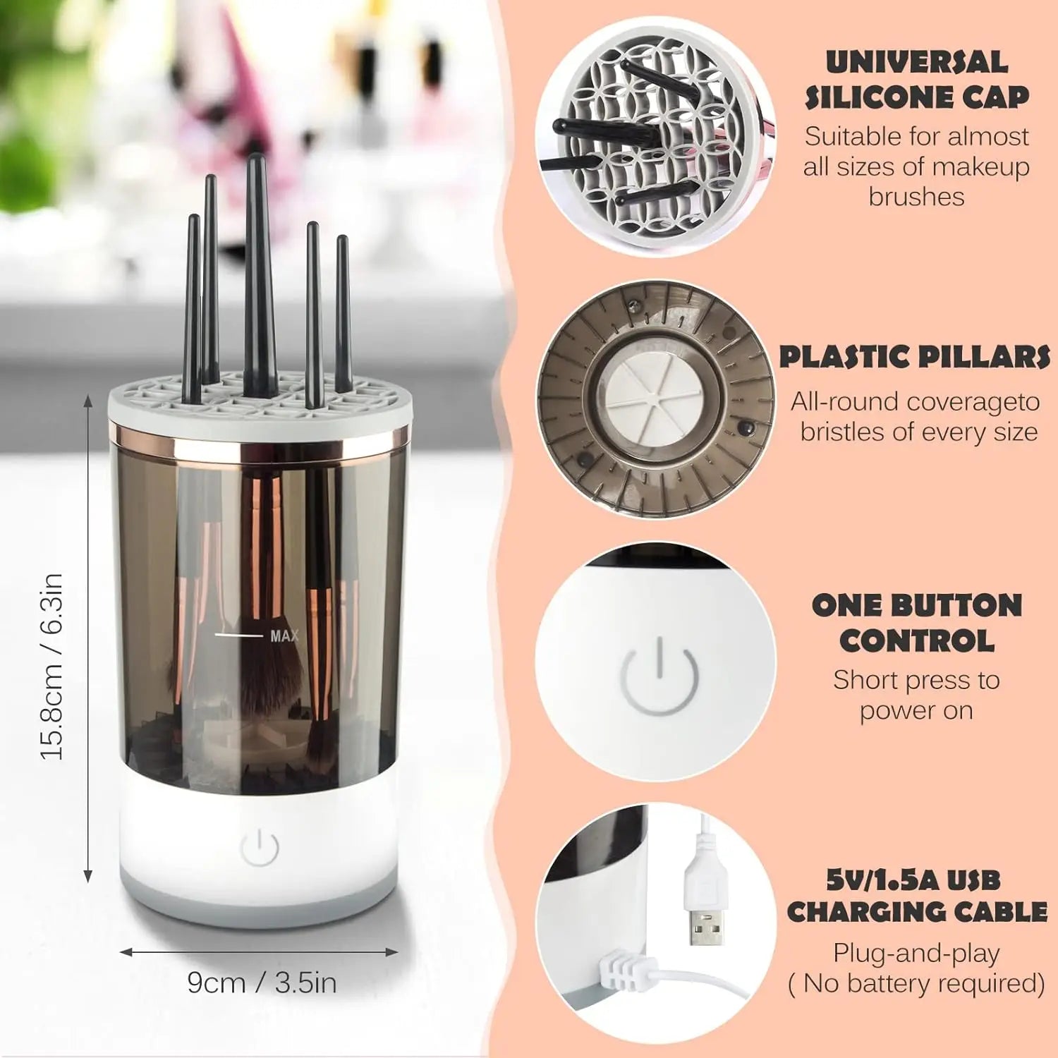 BrushGlam™ | Automatisk rengörare för sminkborstar