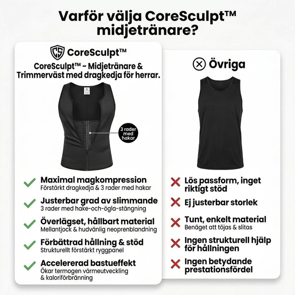 TILLFÄLLIGT 50% OFF  CoreSculpt™ - Herr midjeträningsväst med dragkedja