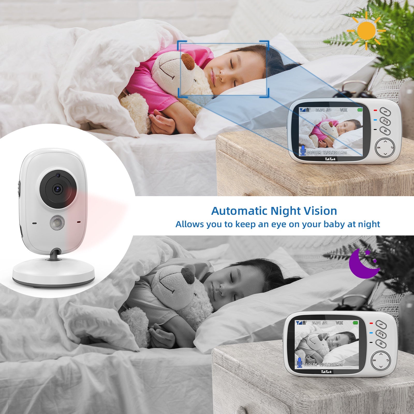 CradleView™ | Trådlös babymonitor med LCD-display och 2-vägs ljudsamtal