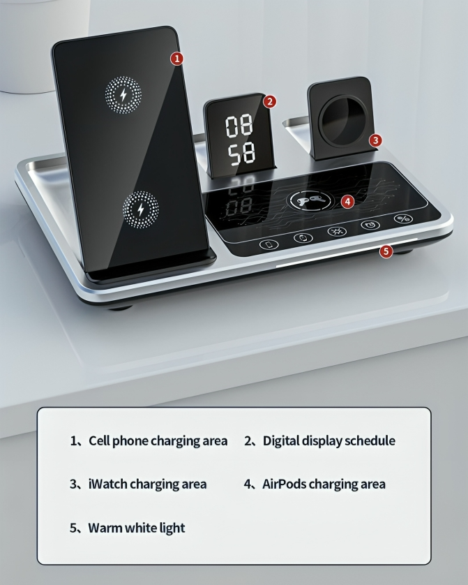 QuadCharge™ | Multifunktionell 4 i 1 trådlös laddare