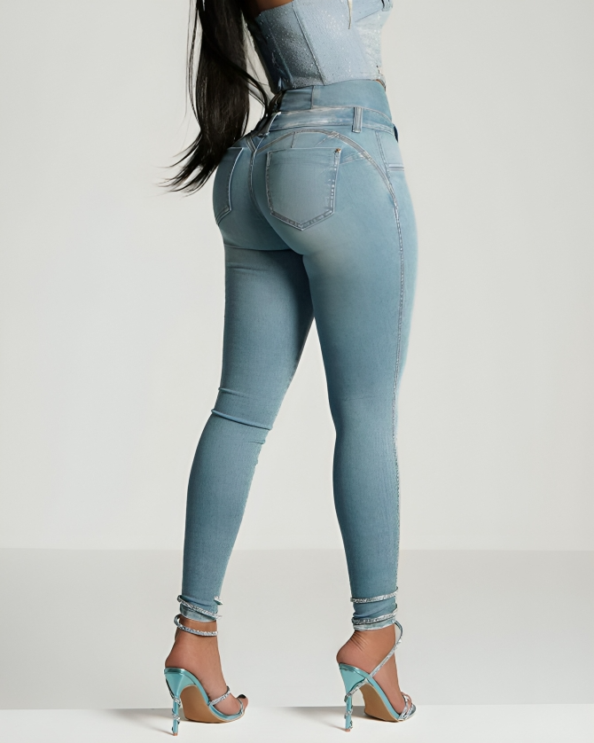 Amaris™ | Skinny jeans med hög midja och dragkedja bak