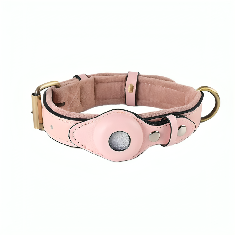 TrackTails™ | Hundhalsband av läder med AirTag-ficka