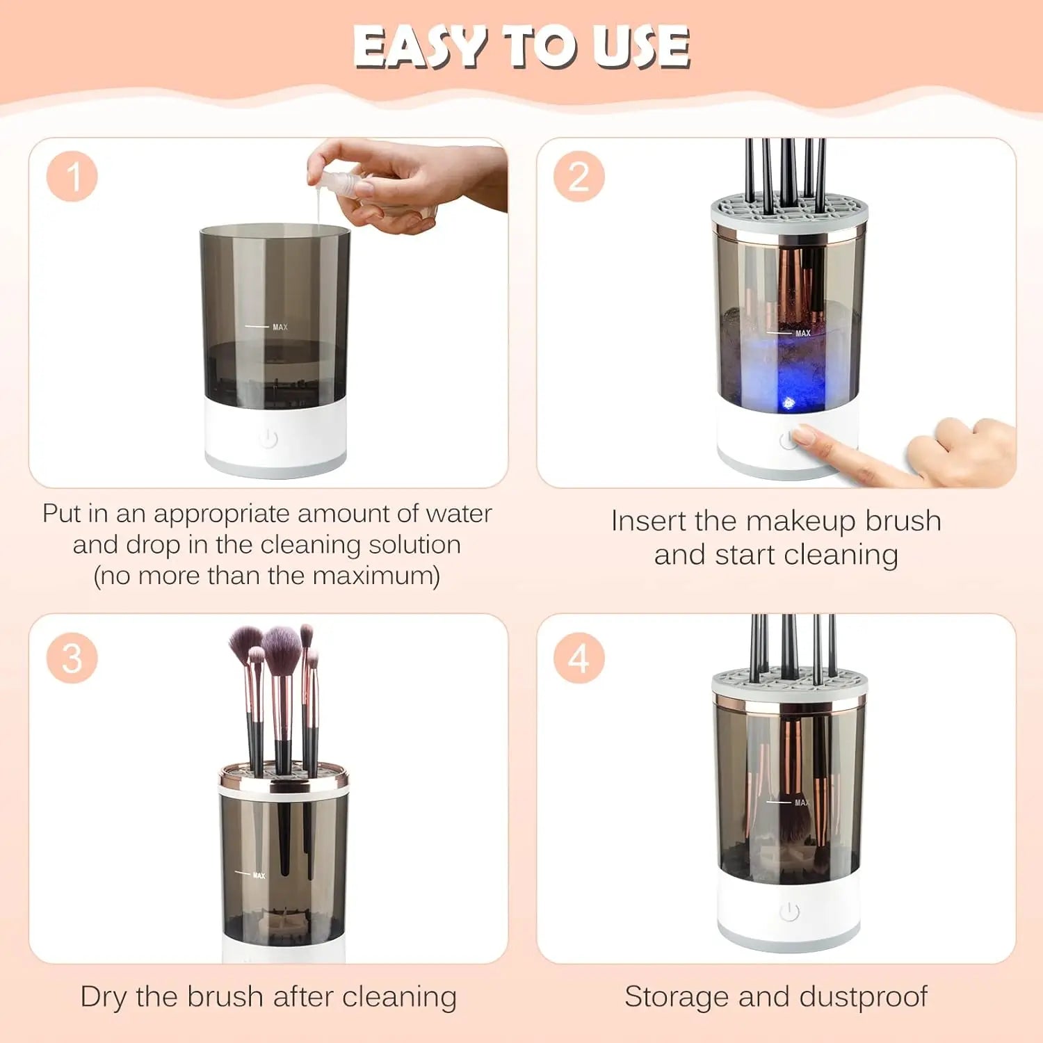 BrushGlam™ | Automatisk rengörare för sminkborstar